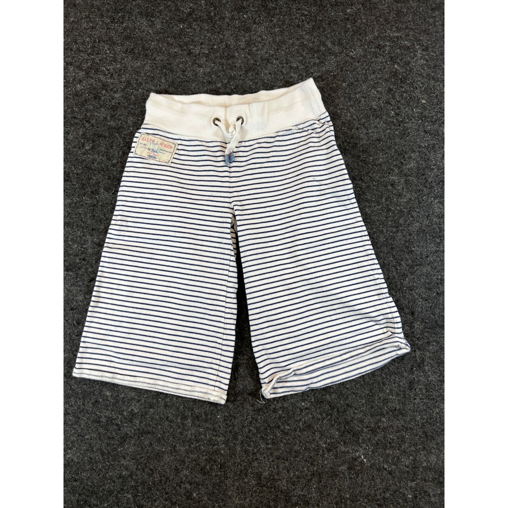 Vintage 90s Ralph Lauren Striped Sweat Shorts Navy White Womens Small L 12-14